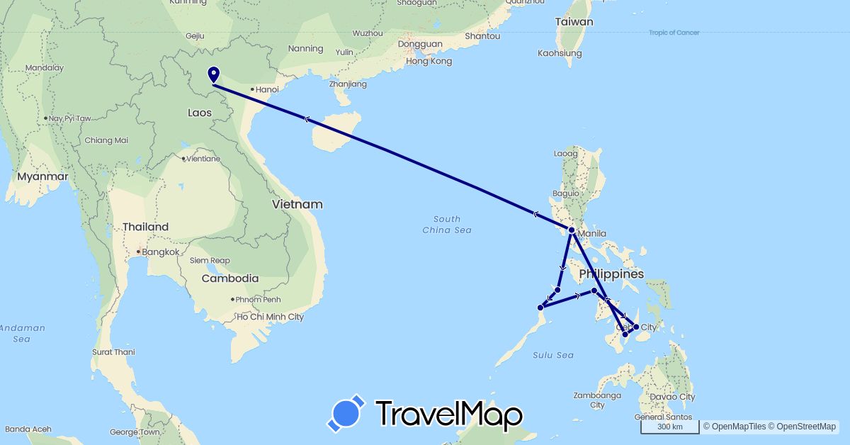 TravelMap itinerary: driving in Philippines, Vietnam (Asia)
